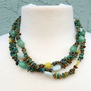Multi strand stone necklace green turquoise